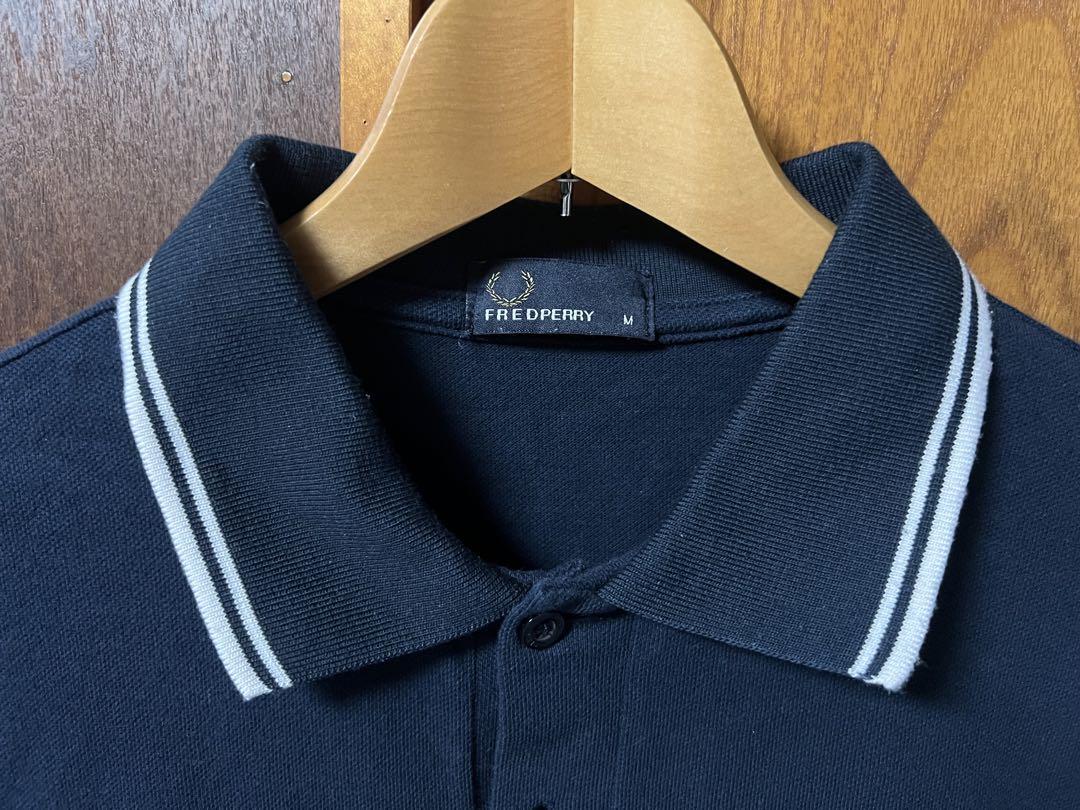 美品】FRED PERRYネイビー ストライプ ポロシャツMサイズ - メルカリ