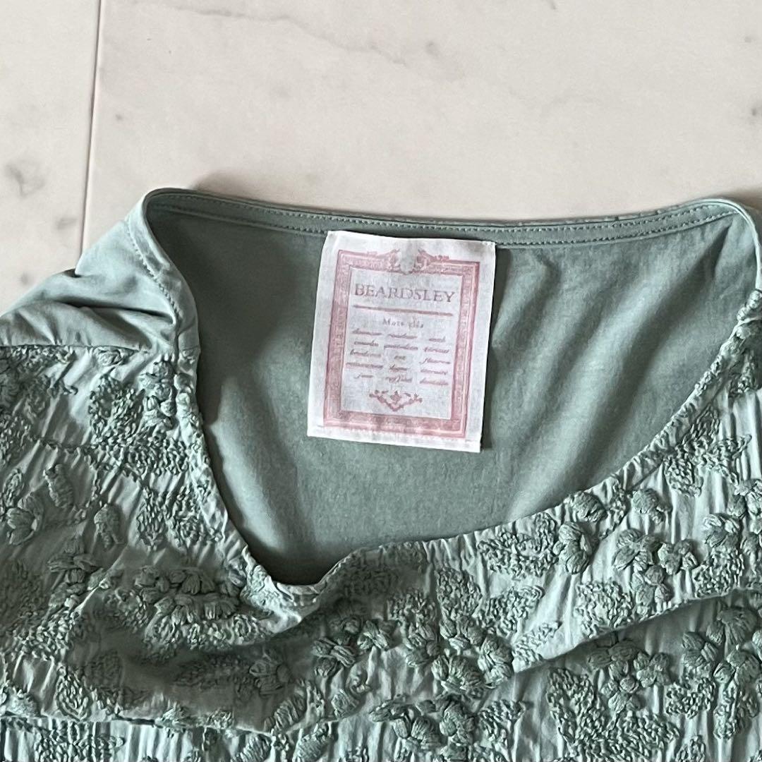 美品＊ビアズリー 刺繍ロングワンピース 1 グリーン 洗える