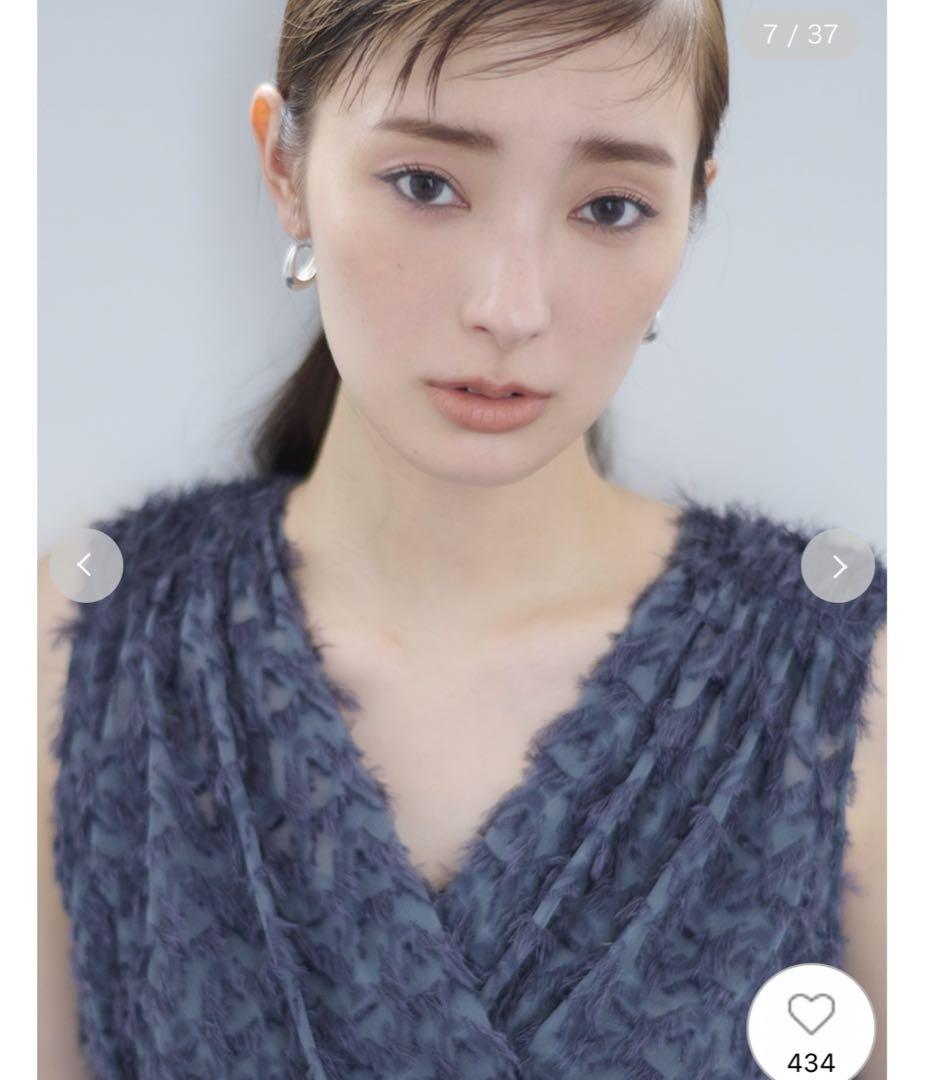 FRAY I.Dグレー新品未使用タグ付きフリンジジャガードカシュクールワンピース 画像1
