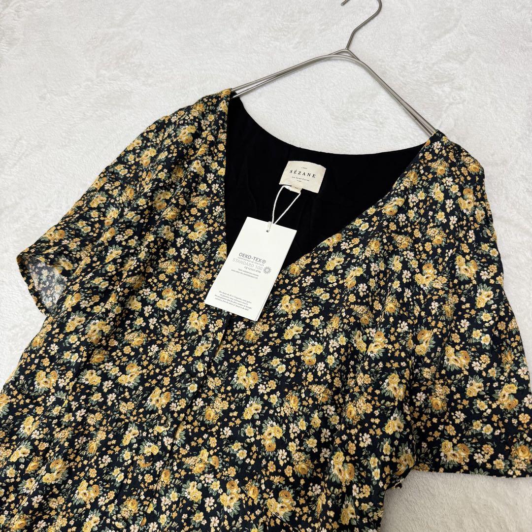 新品 セザンヌ SEZANE 花柄 ワンピース 大きめ ゆったり ネイビー 新品 セザンヌ SEZANE 花柄 ワンピース 大きめ ゆったり