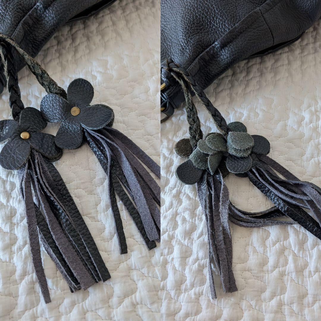 上質な本革　レザーハンドバッグ　縦長　ブラック 肩掛け