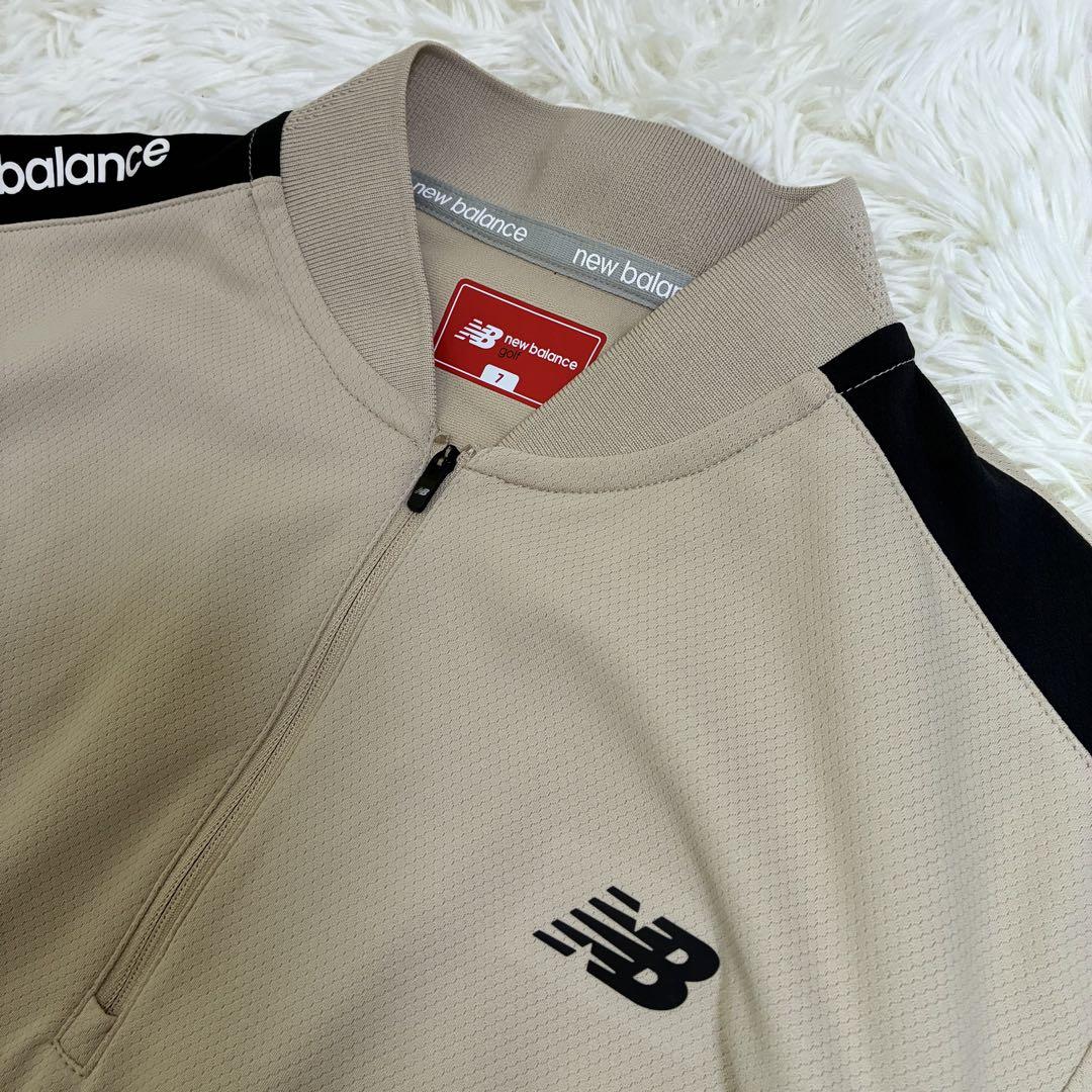 美品✨new balance ゴルフシャツ サイズ7 ベージュハーフジップ 美品✨new balance ゴルフシャツ サイズ7 ベージュハーフジップ