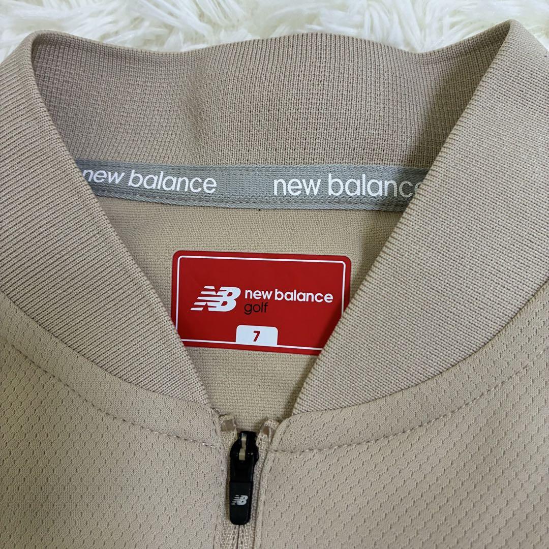 美品✨new balance ゴルフシャツ サイズ7 ベージュハーフジップ 美品✨new balance ゴルフシャツ サイズ7 ベージュハーフジップ