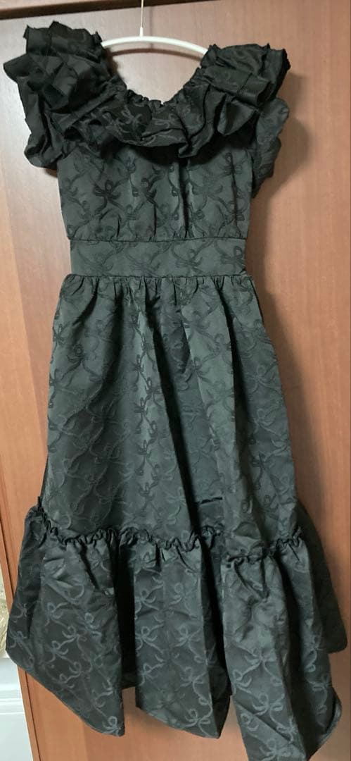 ミスト ス リボンジャガードティアードフリルドレス ブラック SIZE MERCADOAVALIA_COM_BR