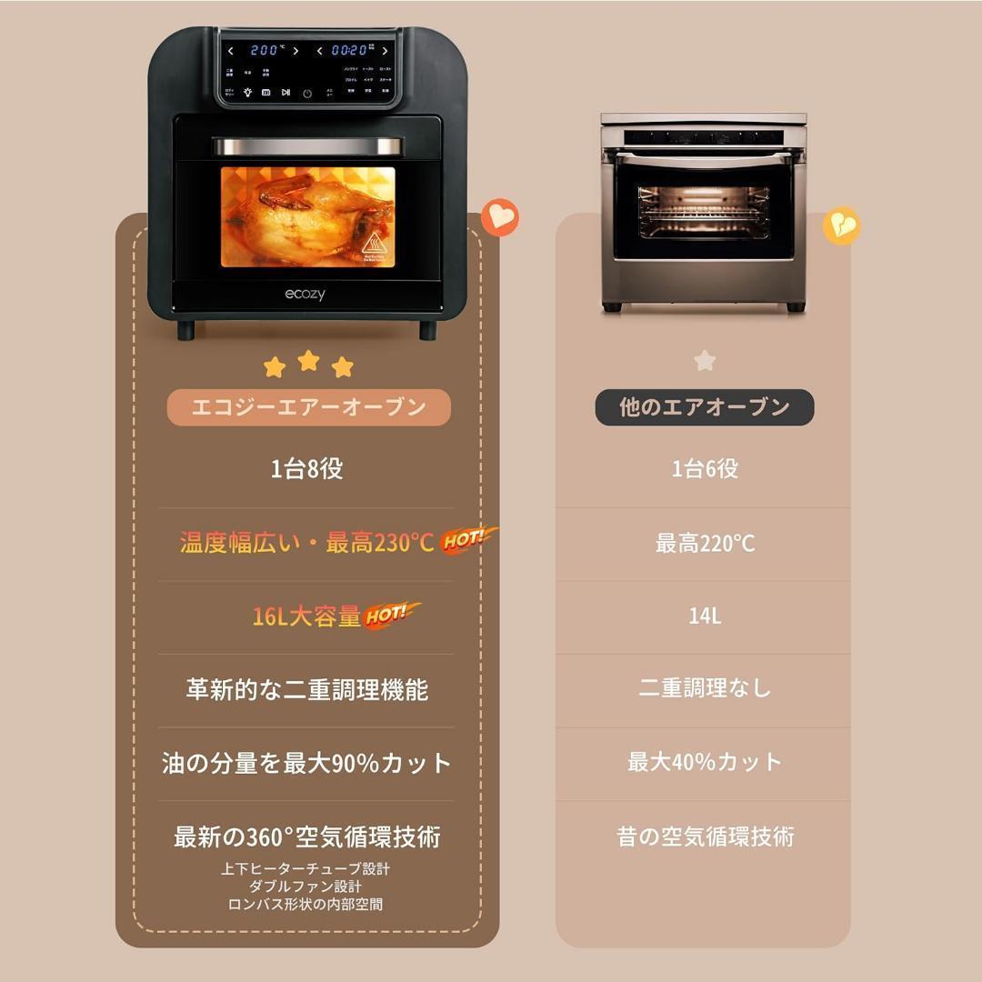 ✨️お料理好きな方✨️ エアーオーブン 16L大容量 最高温230℃ 1台多役 画像5