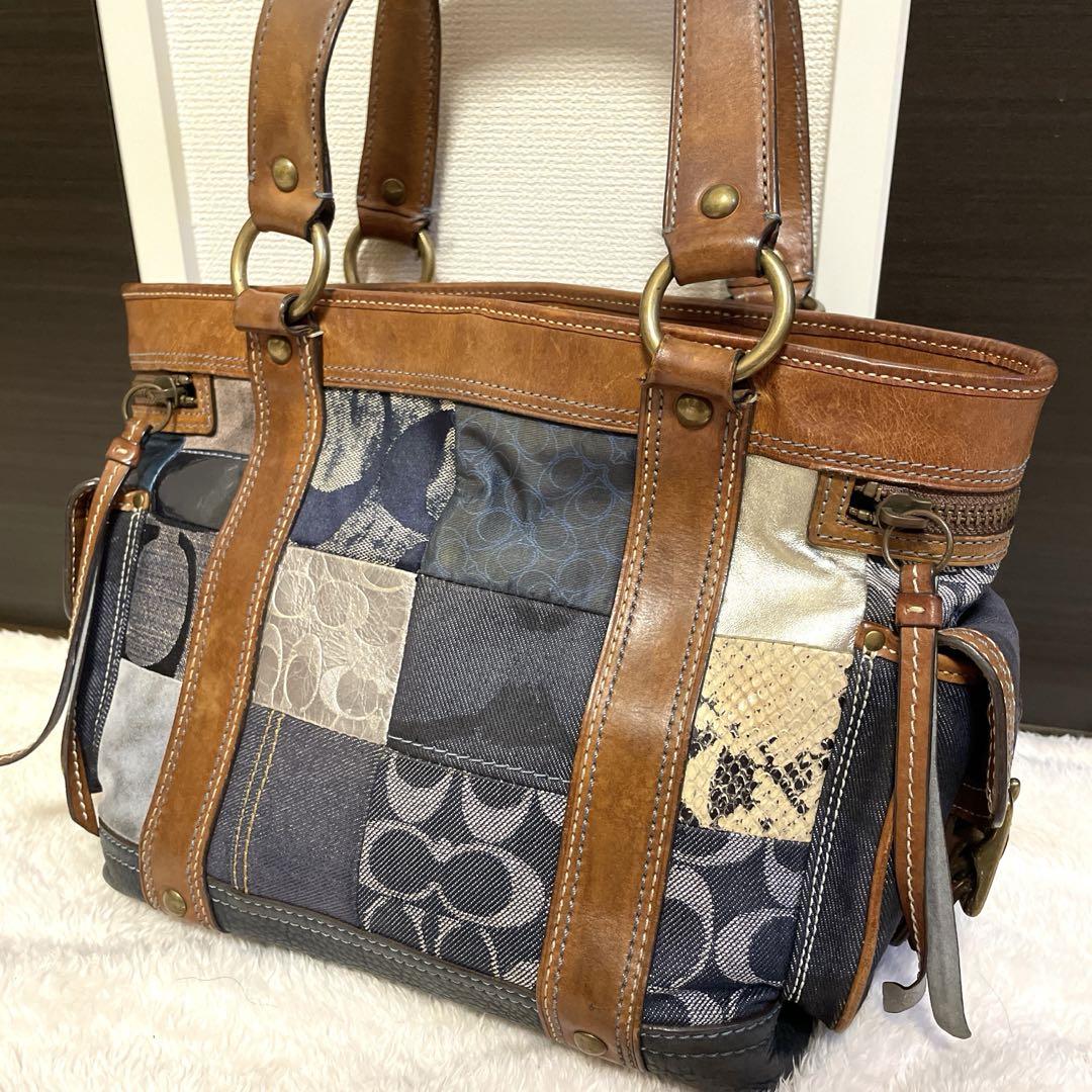 【希少】coach コーチ　マルチカラー　パッチワーク　ハンドバッグ