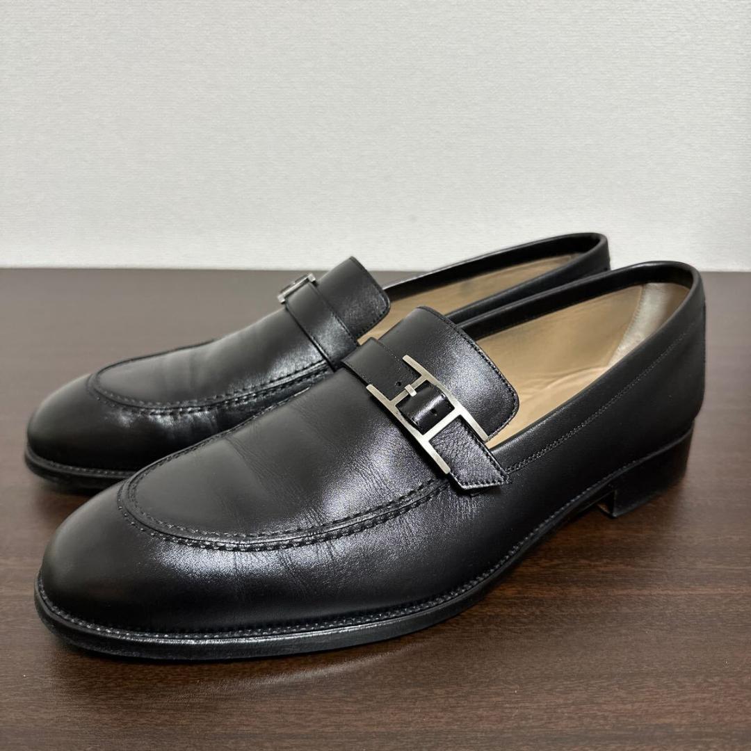 エルメス モントレー レザーシューズ シルバー金具 ローファー size 42