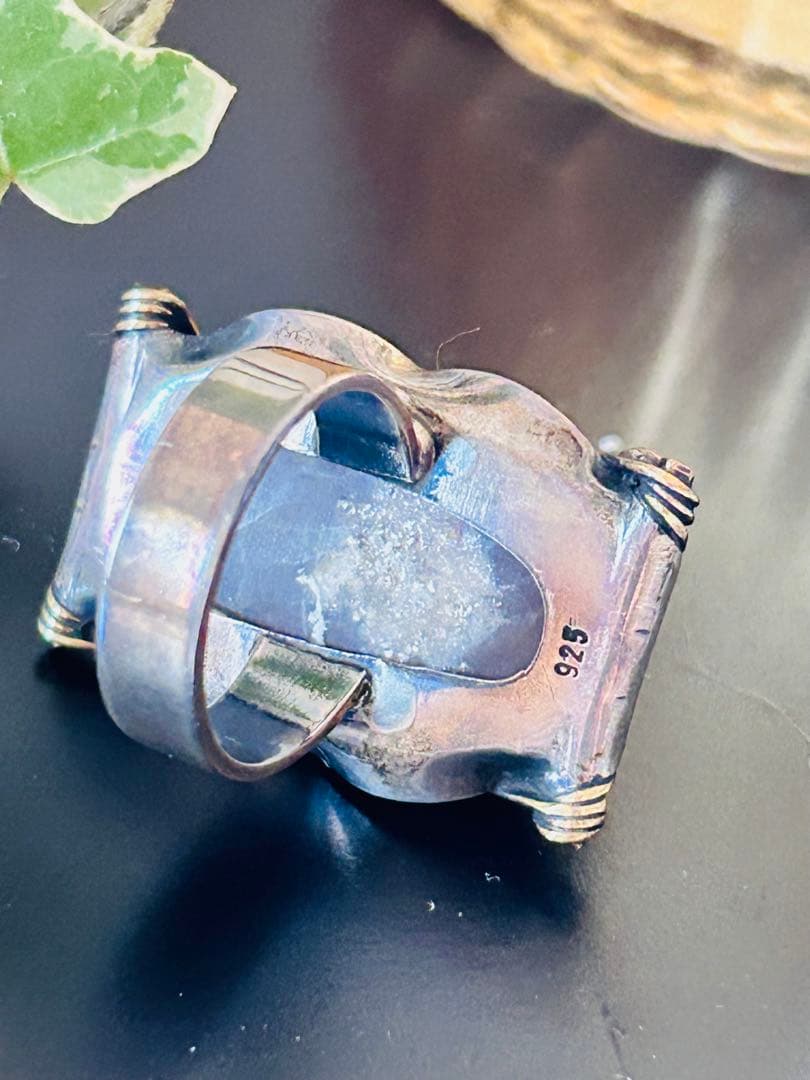 ★アメジスト 原石　アンティーク調シルバーリング