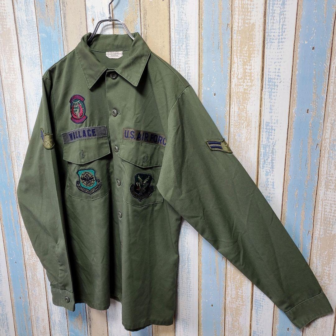 MT☆長袖ミリタリーシャツ☆アメリカ空軍☆刺繍ロゴ☆ワッペン☆Lサイズ相当