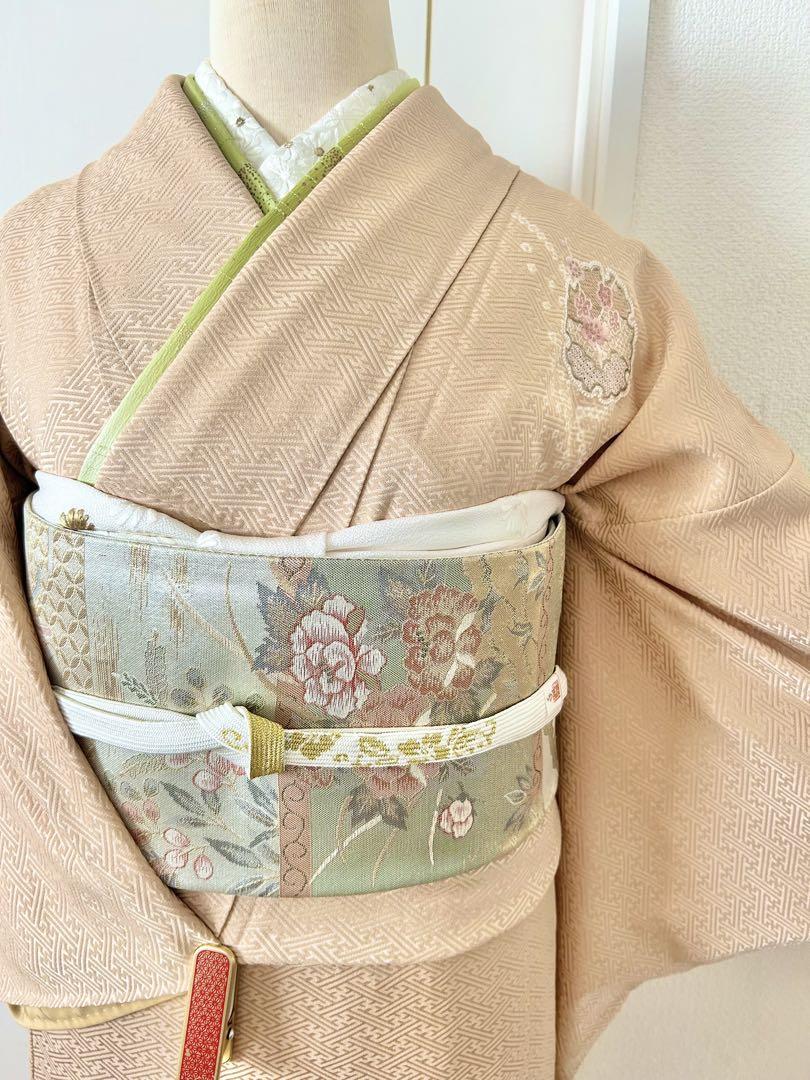 美品　汕頭刺繍　絞り　正絹訪問着　フルセット5点　佐賀錦　入学式　お宮参　結婚式 美品 汕頭刺繍 絞り 正絹訪問着 フルセット5点 佐賀錦 入学式