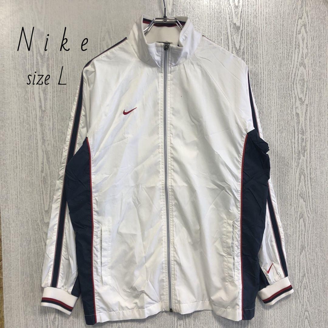 Nike　ナイキ　スウッシュ刺繍　ナイロンジャケット　L 白　古着