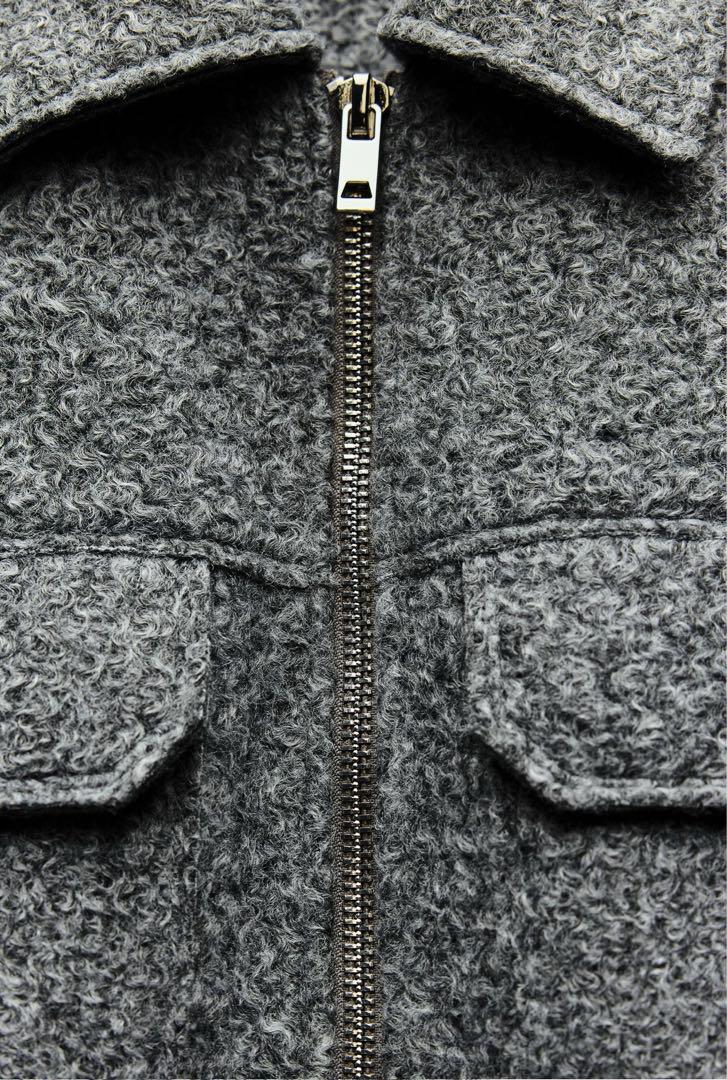 ZARA ブークレショートジャケット グレー - メルカリ