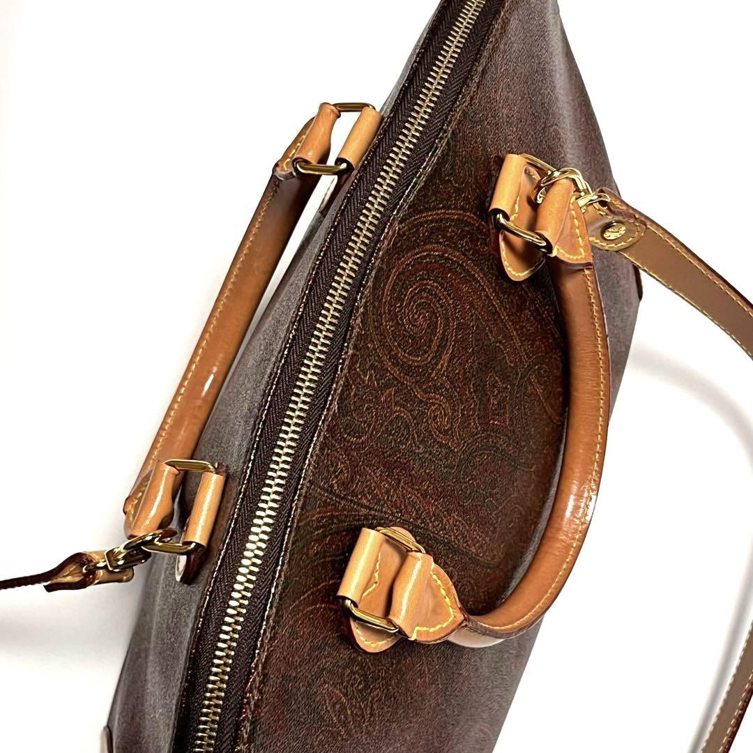 ETRO ハンドバッグ ペイズリー PVC レザー ブラウン 2WAY 美品