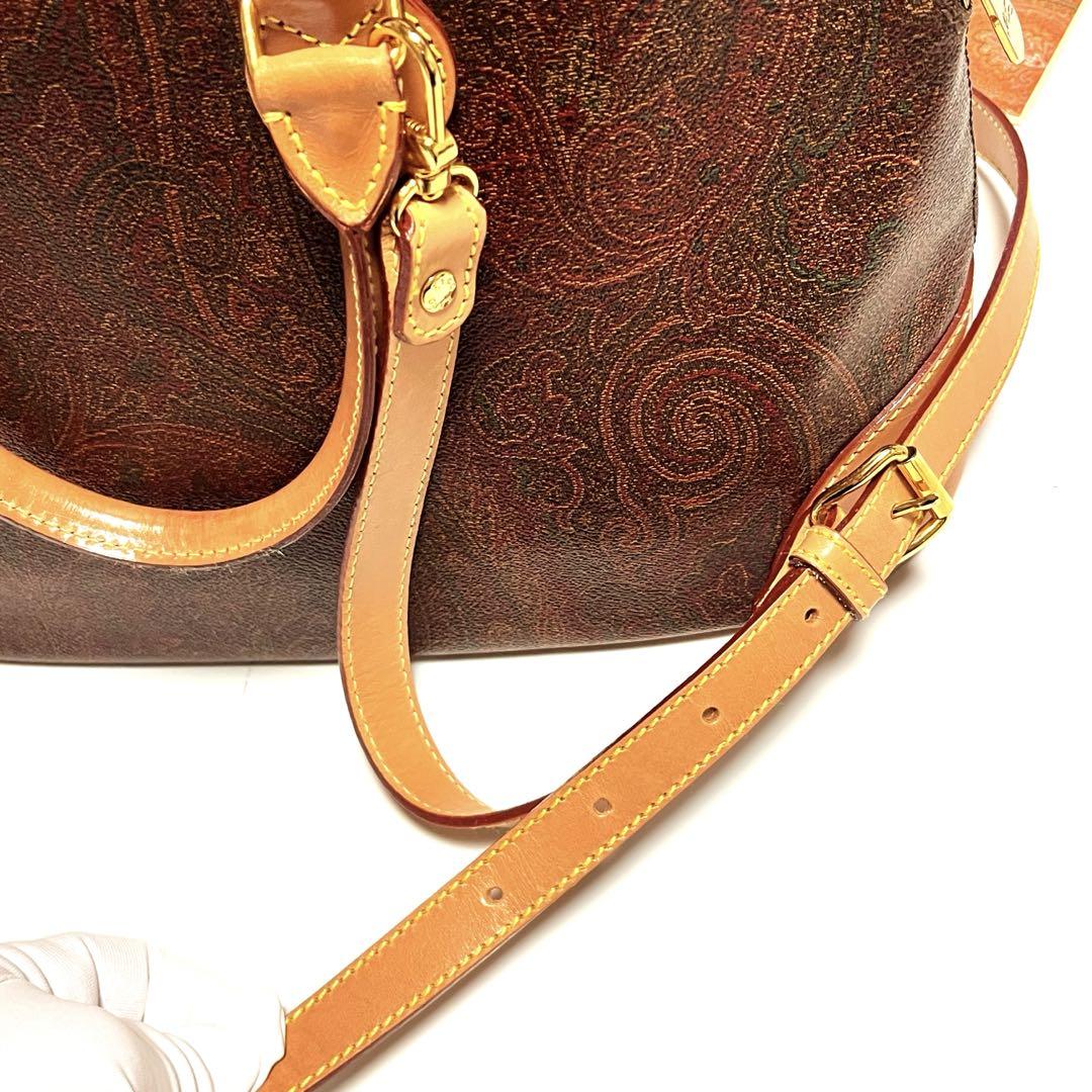 ETRO ハンドバッグ ペイズリー PVC レザー ブラウン 2WAY 美品
