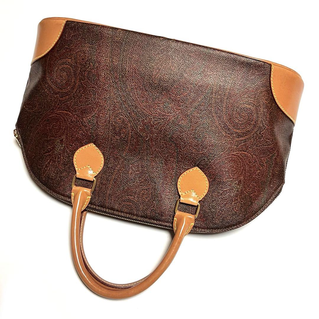 ETRO ハンドバッグ ペイズリー PVC レザー ブラウン 2WAY 美品