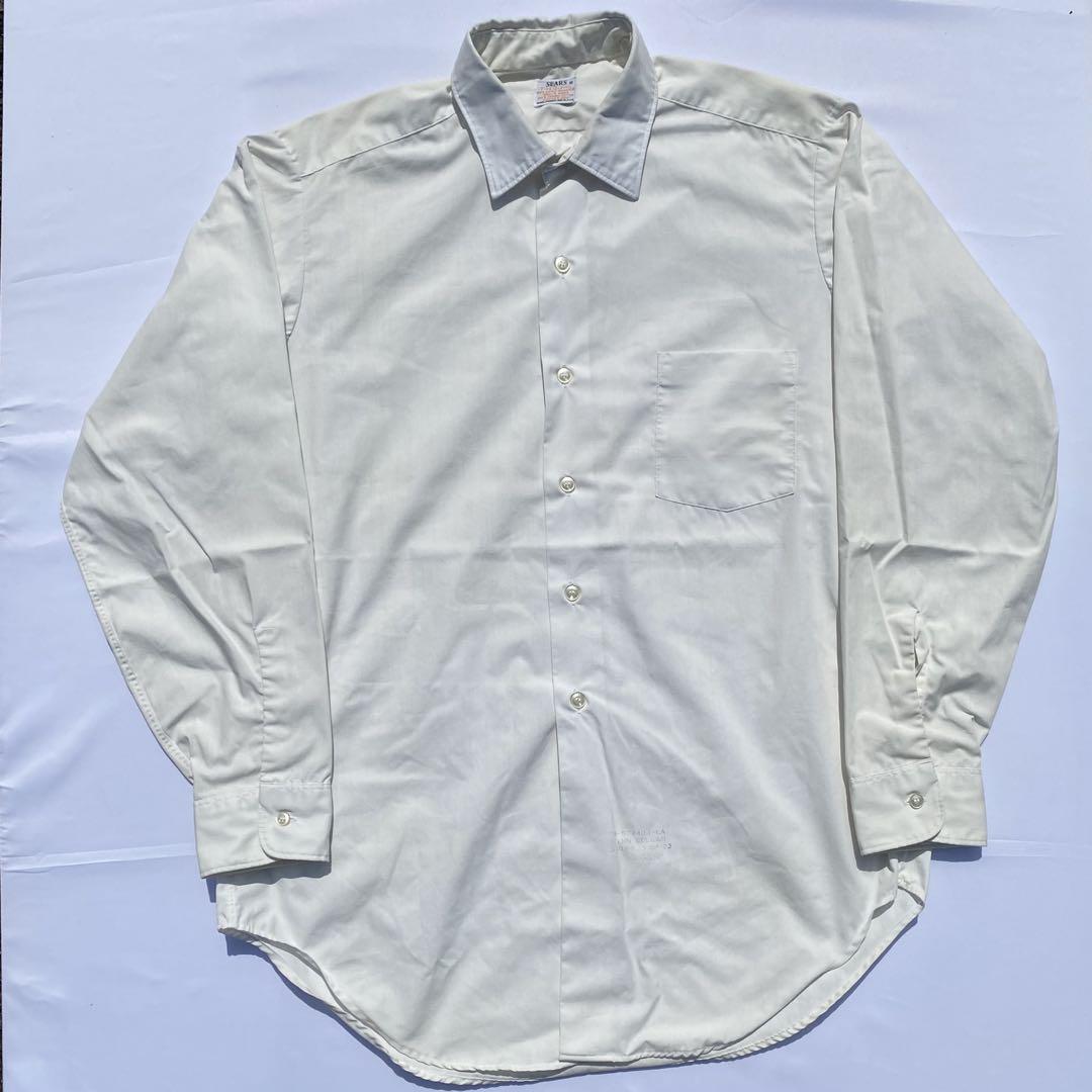 80's SEARS 100%コットン長袖シャツ ホワイト ヴィンテージ