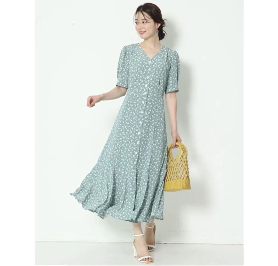jusglitty ジャスグリッティー 洗える前ボタンレトロフラワーワンピース