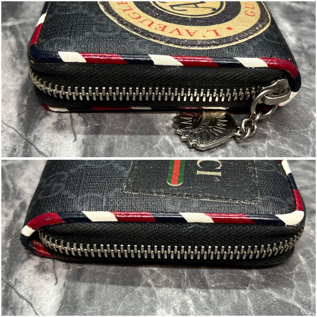 希少/美品✨グッチ　長財布　ラウンドファスナー　ナイト　クーリエ　レザー　黒