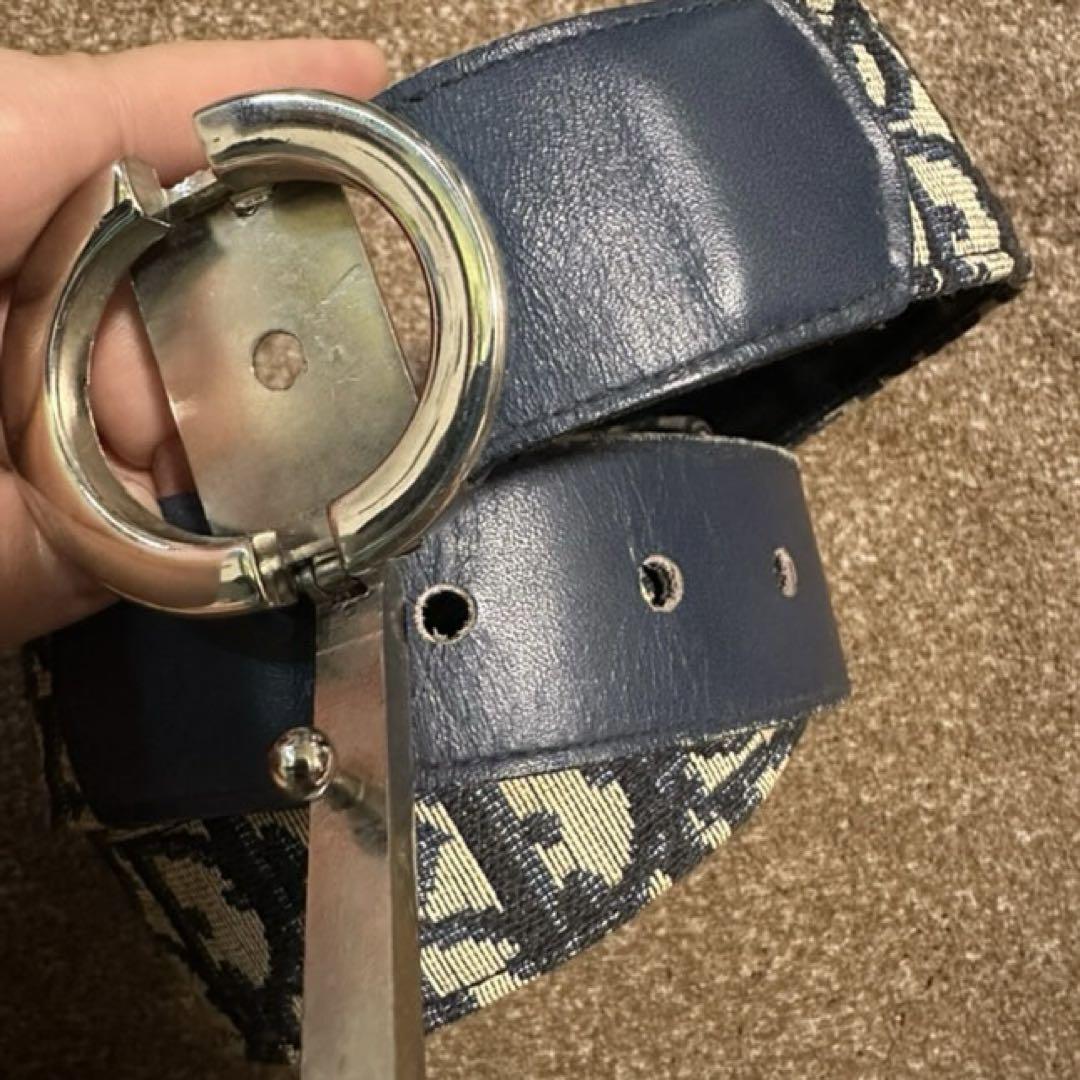 christian dior トロッター　ベルト レザーネイビー　ヴィンテージ