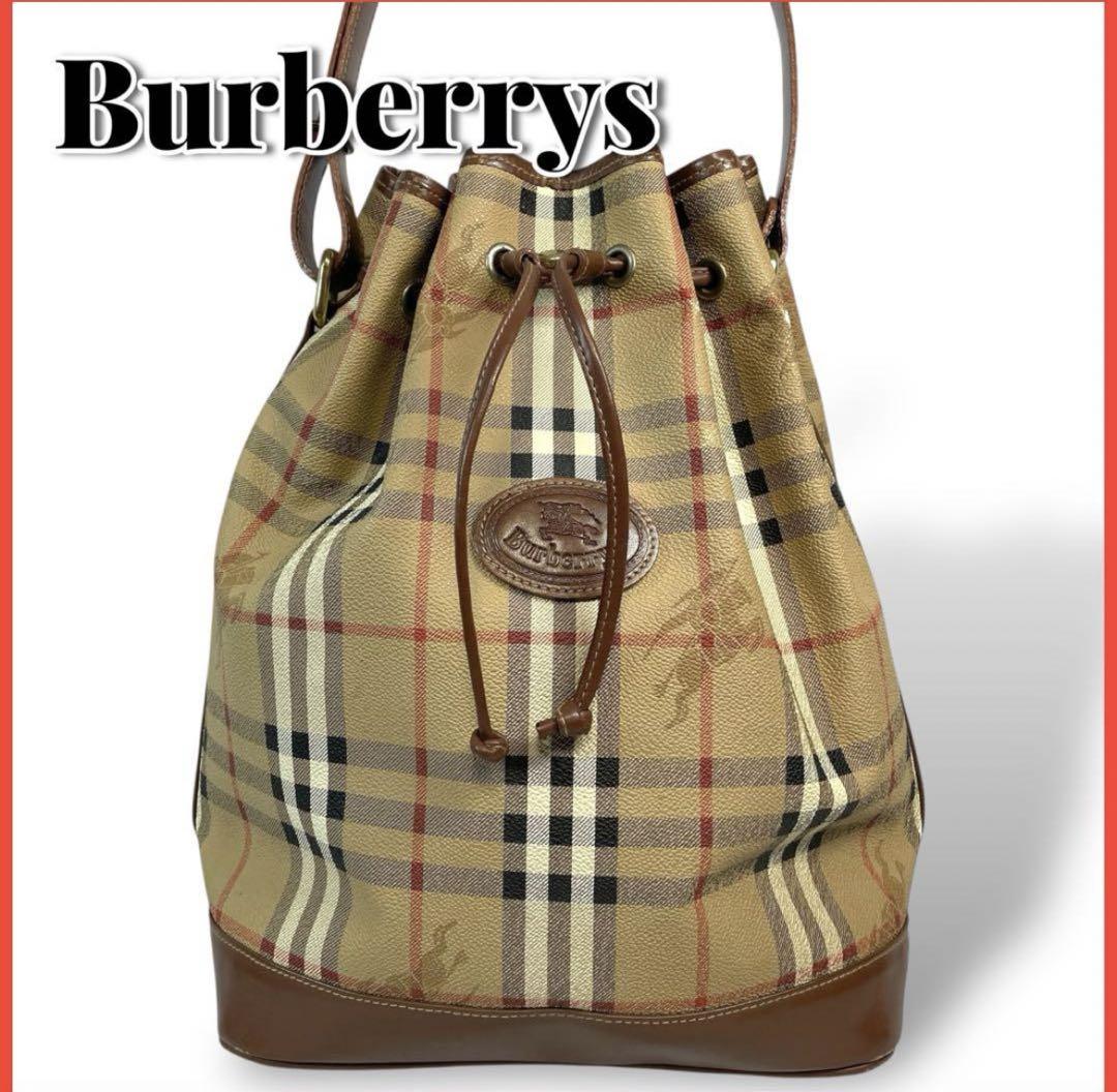 【国内正規品】 Burberrys バーバリー ショルダーバッグ 巾着 ノバチェック PVC バッグ