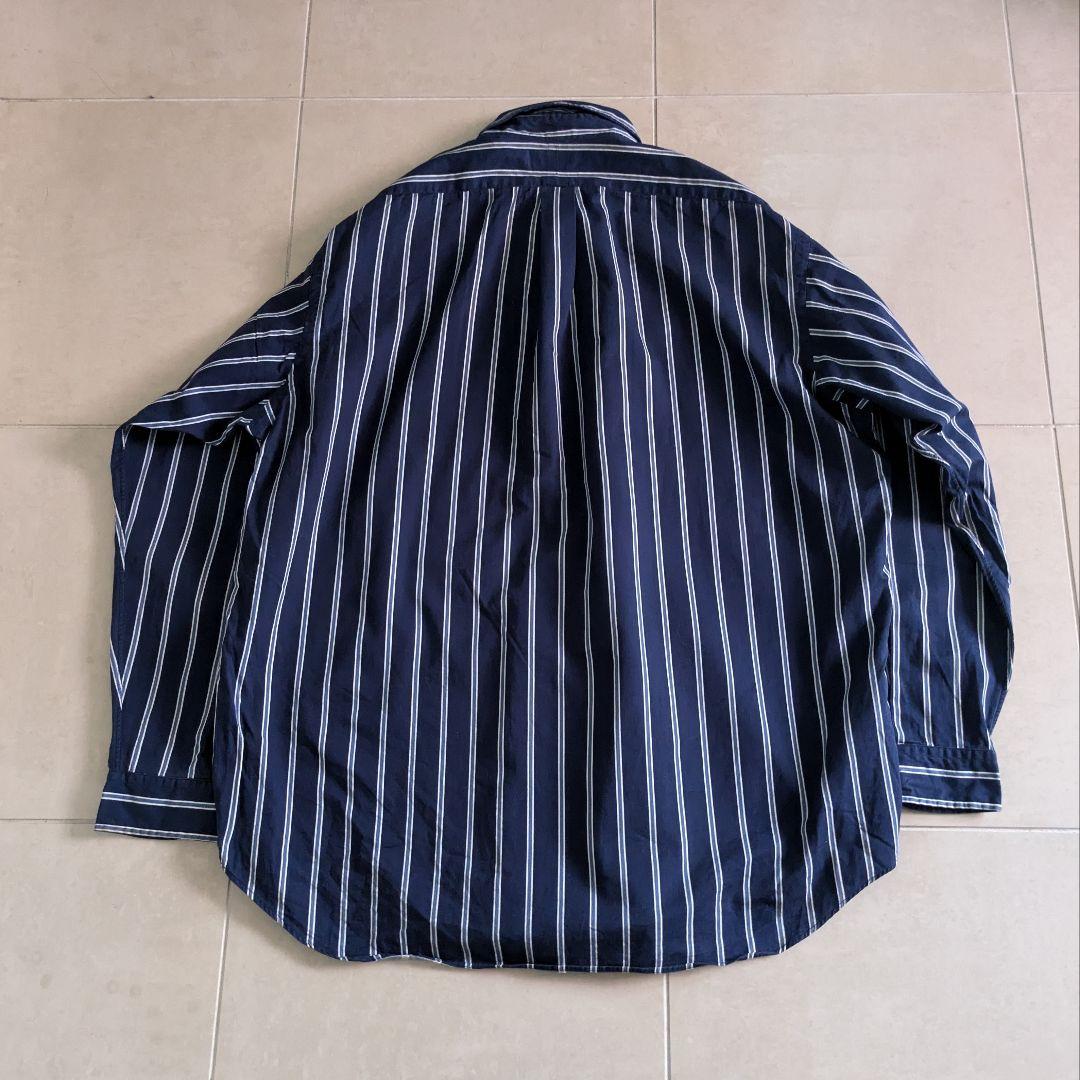 90s Ralph Lauren　ストライプシャツ　ネイビー　BLAIRE　XL
