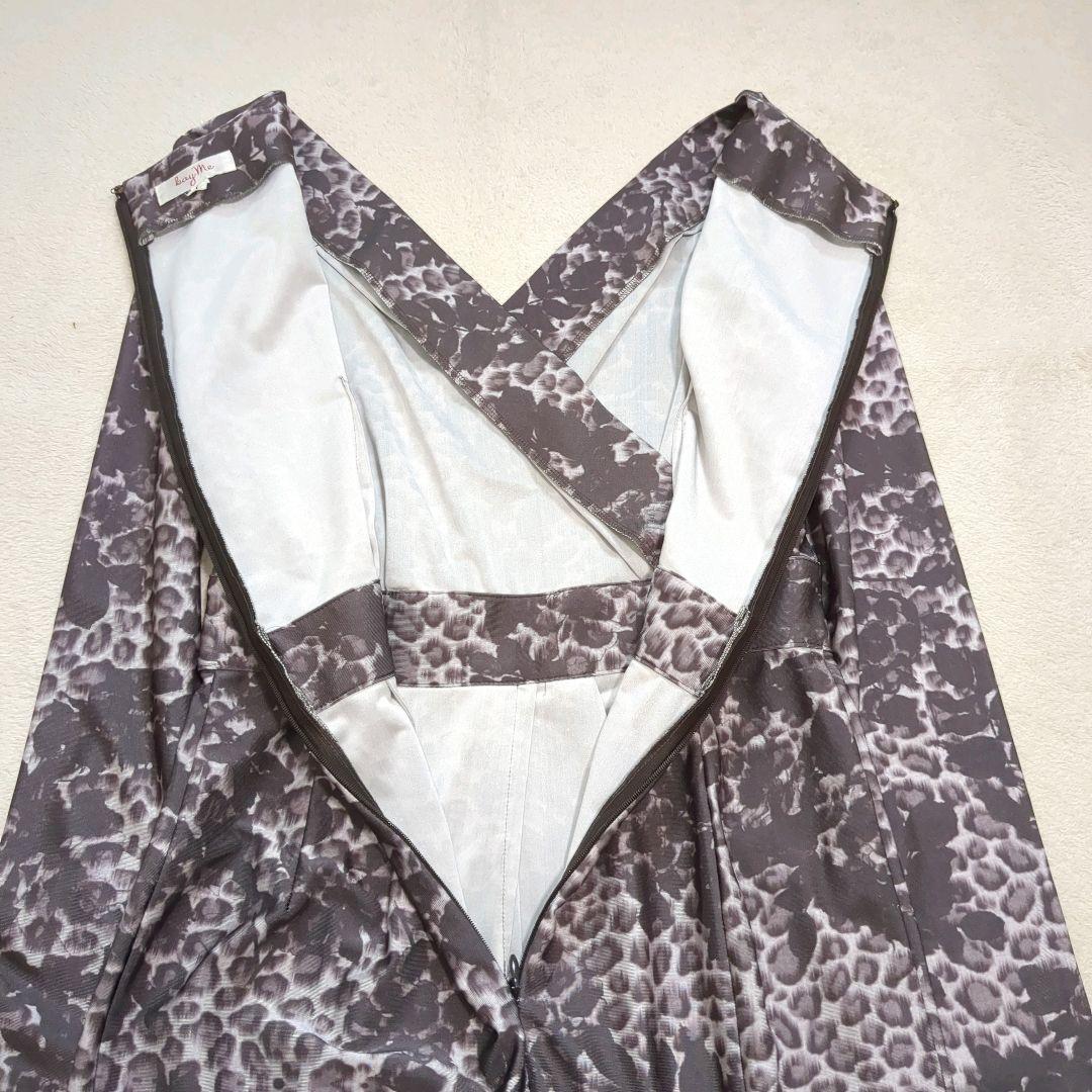 Key Me カシュクール ラップドレス 長袖 ヒョウ柄 ストレッチ素材 花柄 Key Me カシュクール ラップドレス 長袖 ヒョウ柄 ストレッチ
