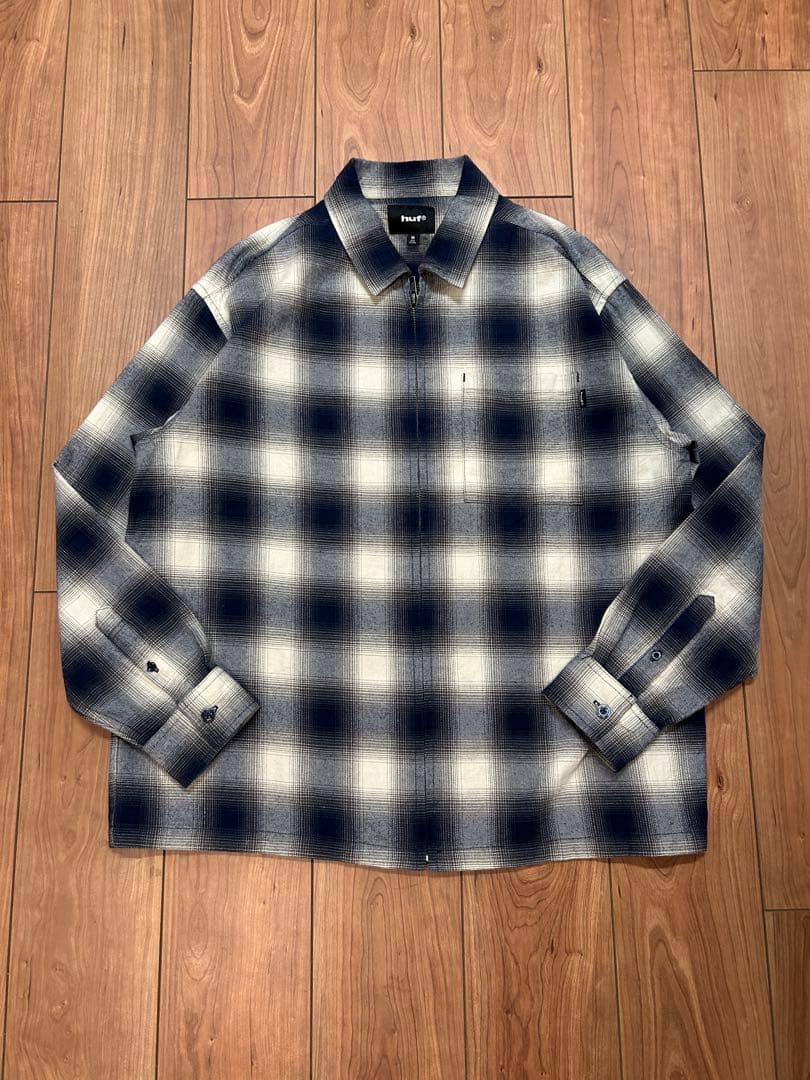 HUF OMBRE ZIP LS SHIRT NAVY MM HUF