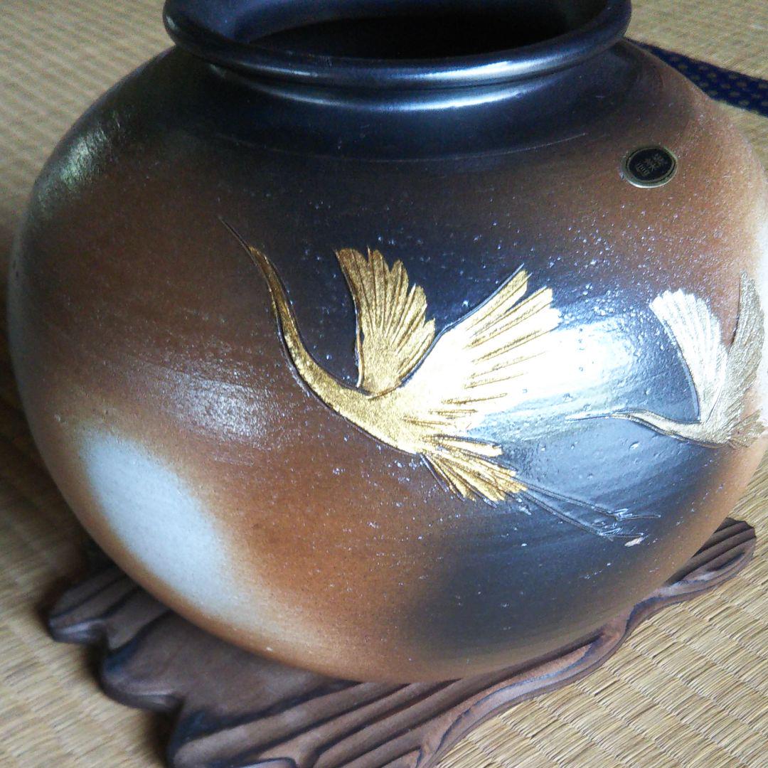 大量入荷信楽焼 水盤 花瓶 花入れ 焼〆壷 高さ40cm 花瓶 インテリア ...