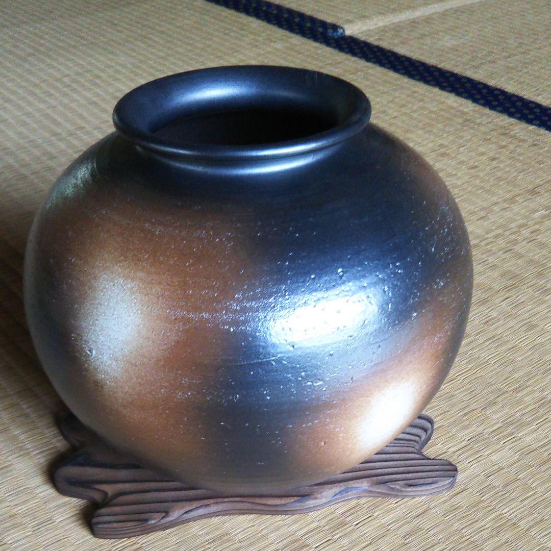 大量入荷信楽焼 水盤 花瓶 花入れ 焼〆壷 高さ40cm 花瓶 インテリア ...