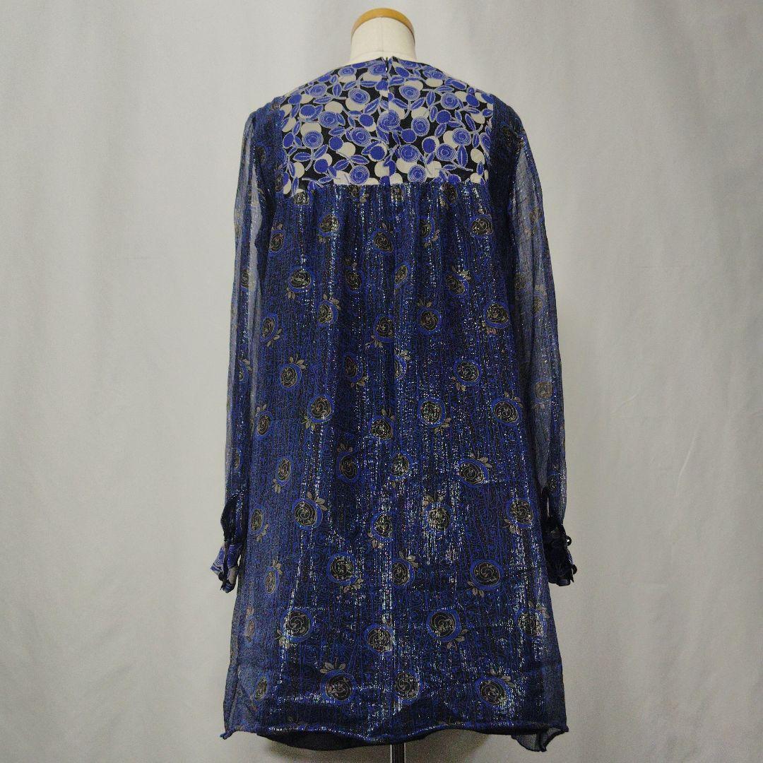 ANNA SUI アナスイ 花柄ワンピース シルク混 チュール S USA製