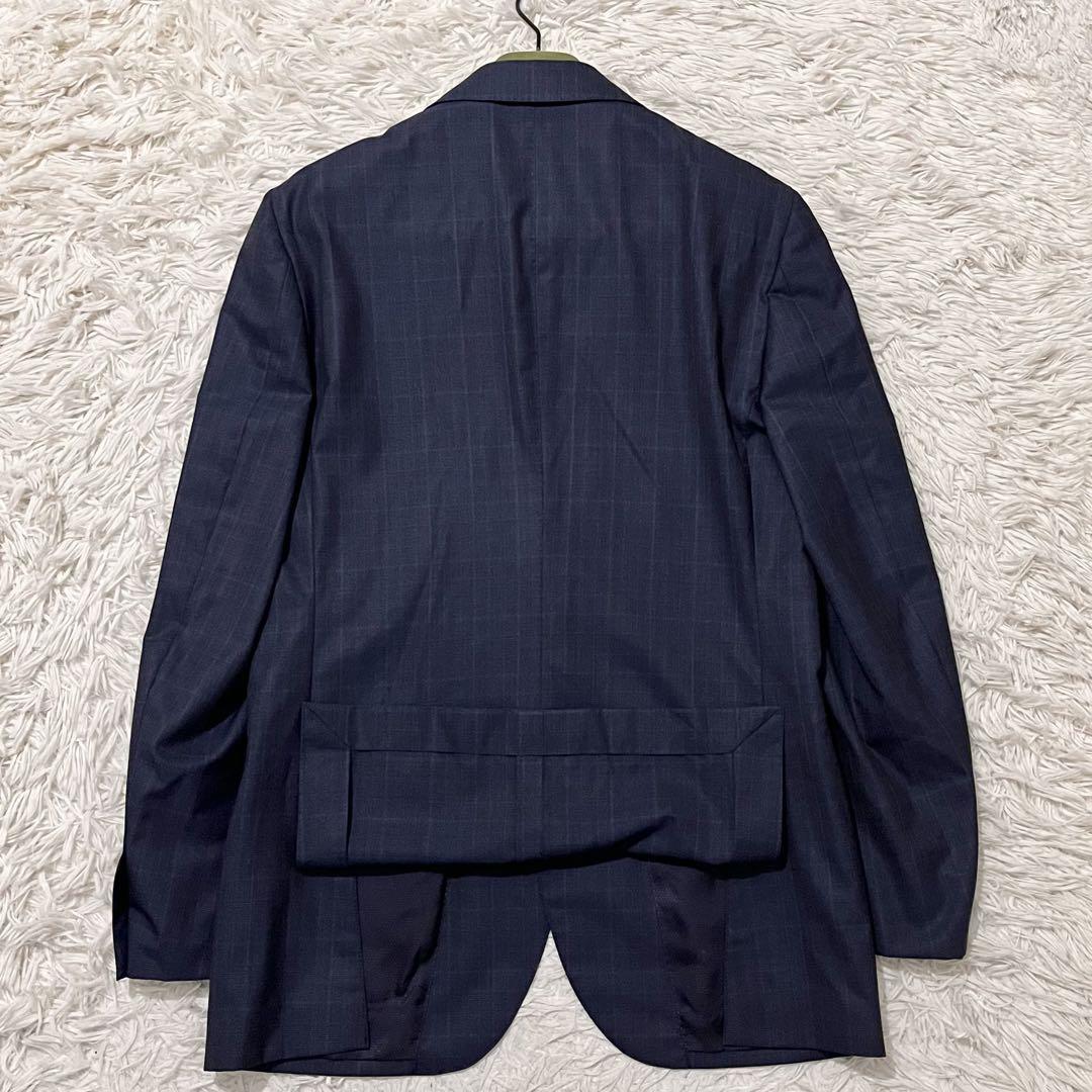 ヒルトンコロンボビジネススーツセットアップチェックネイビーXL
