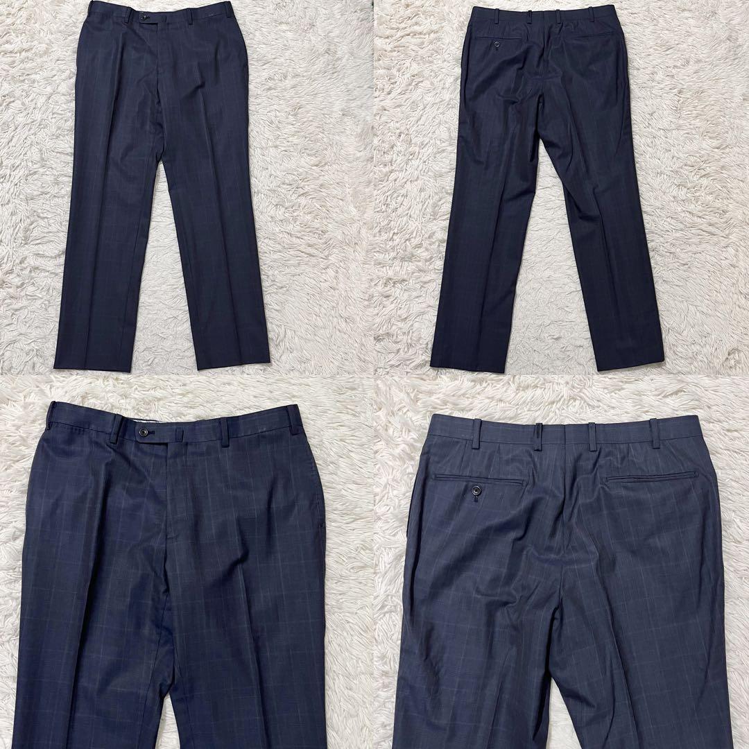 ヒルトンコロンボビジネススーツセットアップチェックネイビーXL