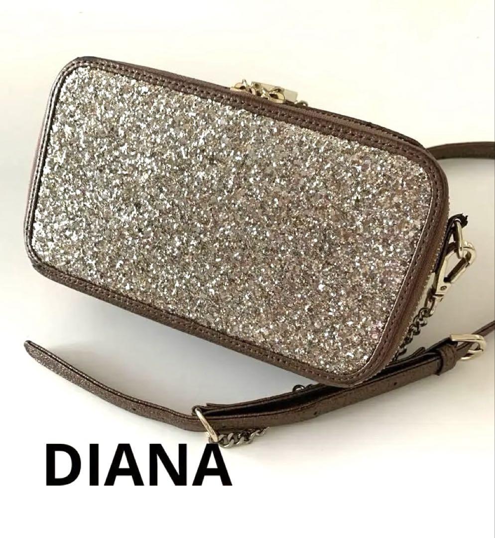 DIANA グリッター ショルダーバッグ パーティーバッグ ゴールド ダイアナ(DIANA)|グリッターショルダーバッグ|HARDOFFオフモール