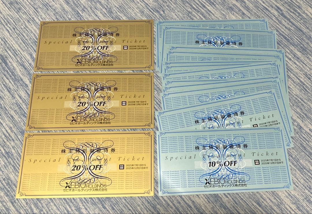 ゼビオホールディングス　株主優待券　 （20%オフ3枚、10％オフ12枚）