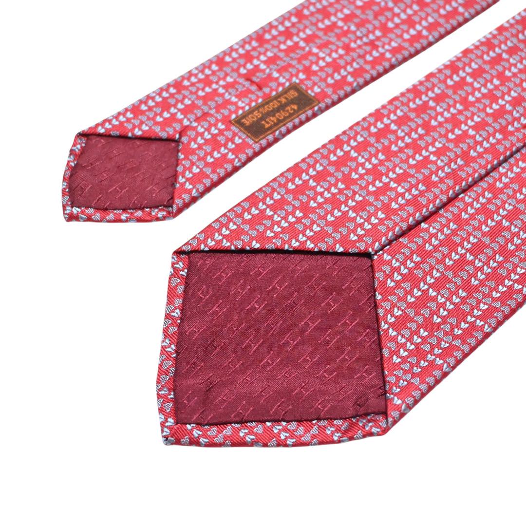 【タグ付未使用】HERMES ネクタイ レッド ハート柄 H柄 希少