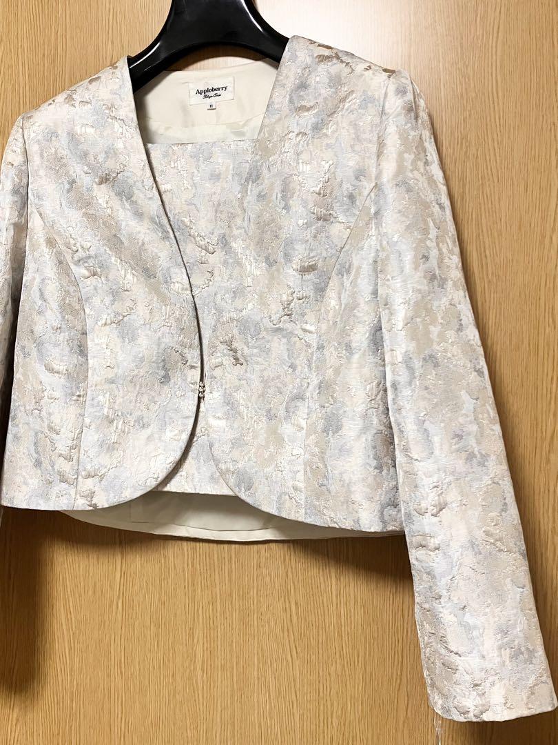 新品　アプロベリー　ノーカラージャケット　ジャガード　総柄　ボレロ　11 L
