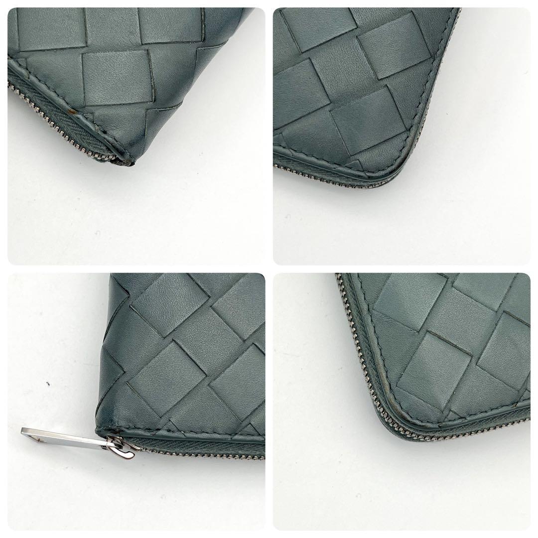 ボッテガ　マキシ　イントレチャート　ラウンドファスナー　長財布　付属品有　グレー