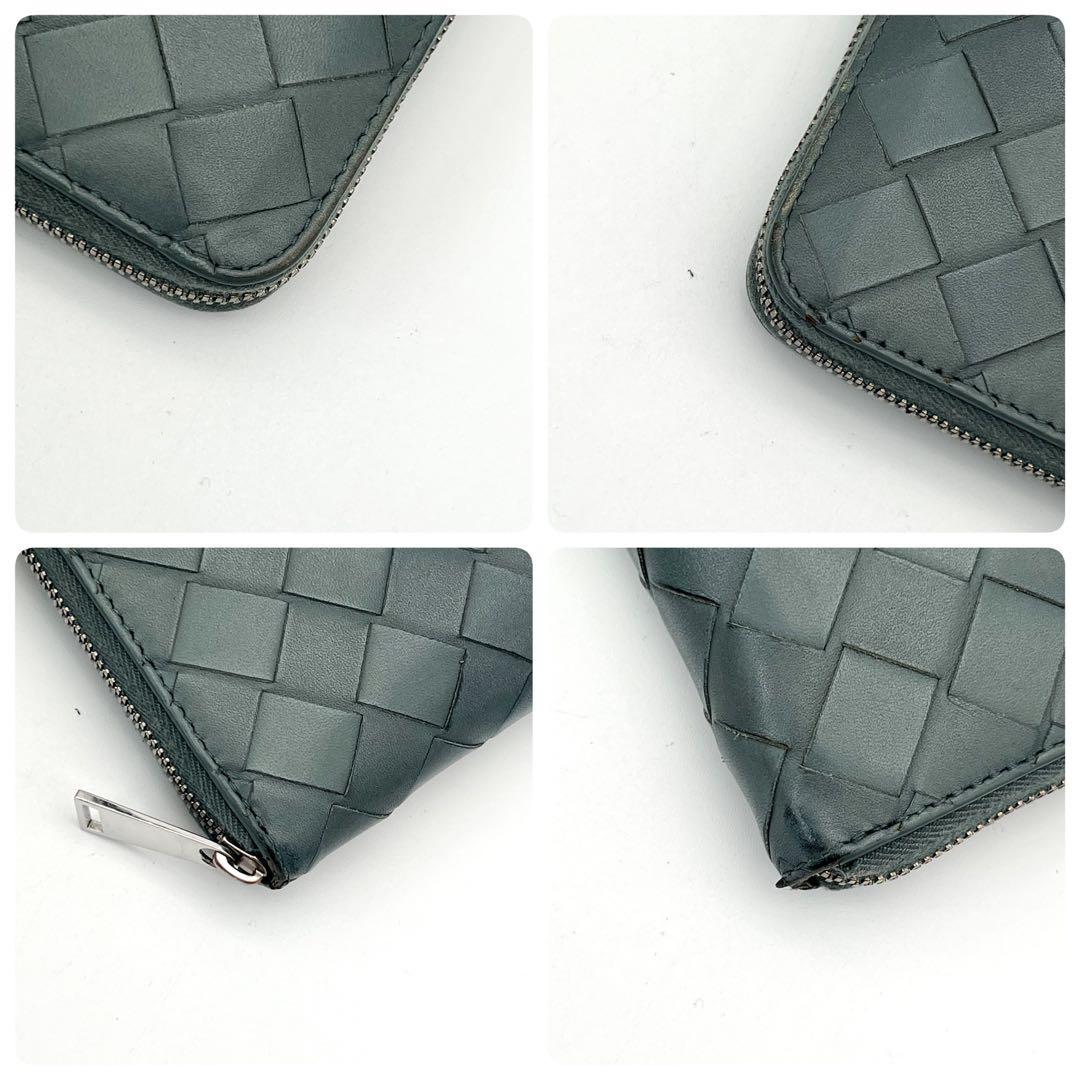 ボッテガ　マキシ　イントレチャート　ラウンドファスナー　長財布　付属品有　グレー