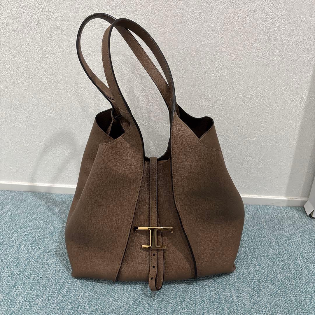 TOD S トッズ T タイムレス レザー ショッピングバッグ スモールTod s