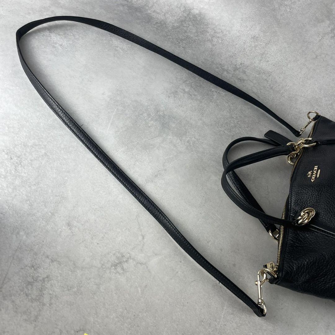 COACH ブラックレザー ショルダーバッグ 2way　ハンドバッグ　A4