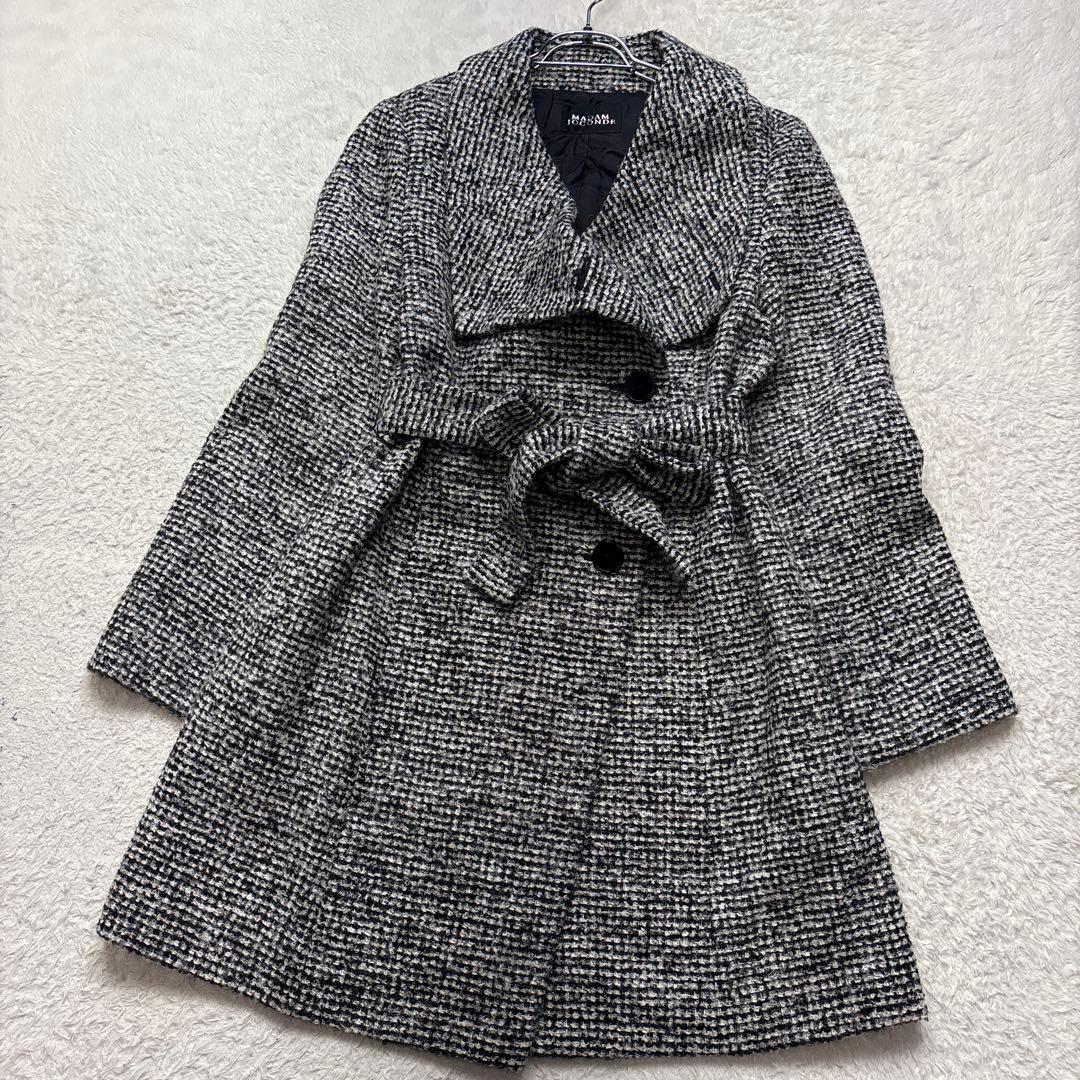 MADAM JOCOMDE マダムジョコンダ ツイードコート ベルト付XL LL MADAM JOCONDE