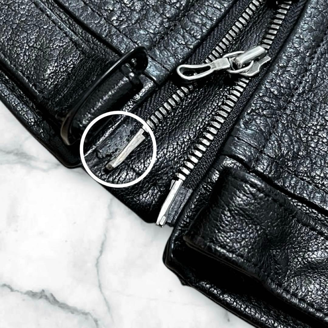 JULIUS 湾曲ジップ　ノーカラー　レザーライダースジャケット　バッファロー革