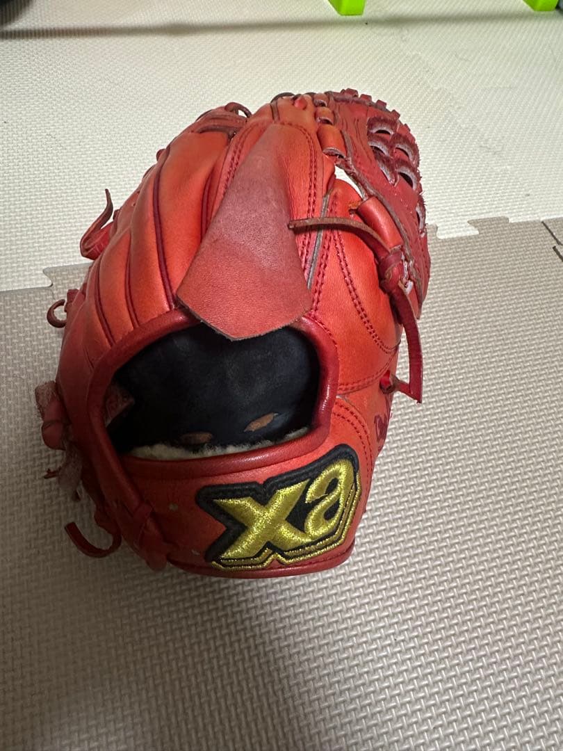 プロ支給品グローブ赤 ザナックス硬式野球グローブ 43刺繍有り目立った傷や汚れなし