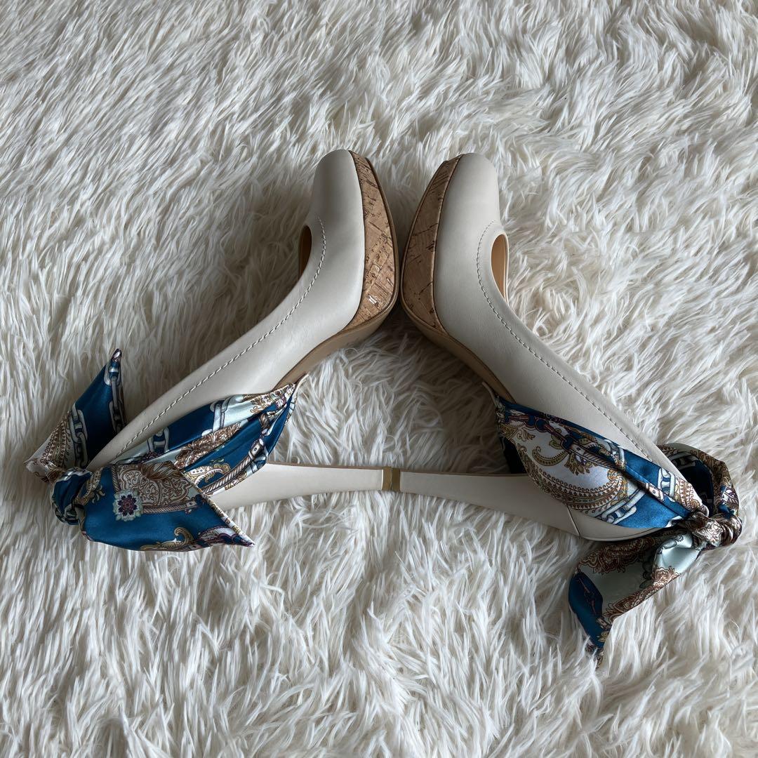 美品】DIANA ダイアナ スカーフ リボン付き ハイヒール パンプス
