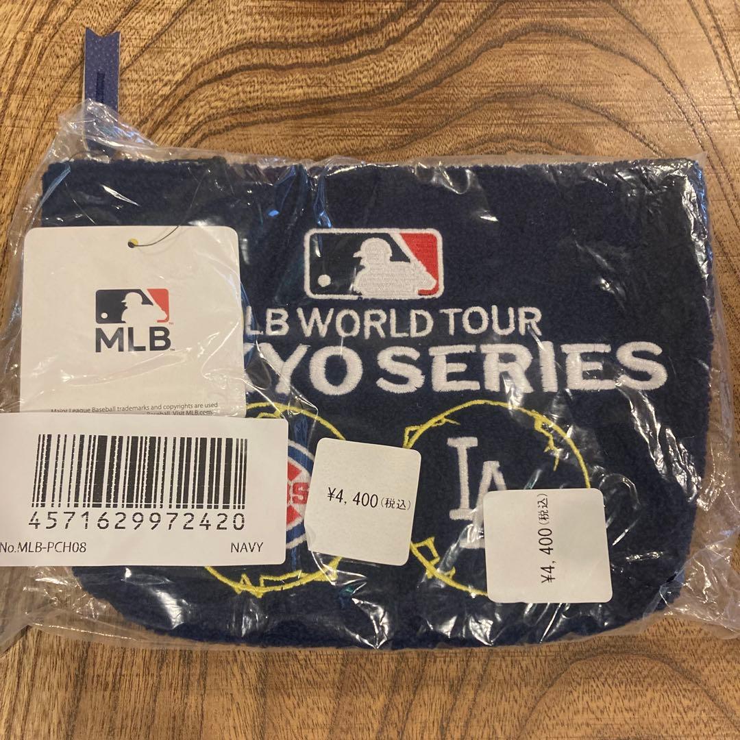 MLB 東京シリーズ 開幕戦 ドジャース カブス さがら刺繍ポーチ ネイビー MLB 東京シリーズ 開幕戦 ドジャース カブス さがら刺繍ポーチ