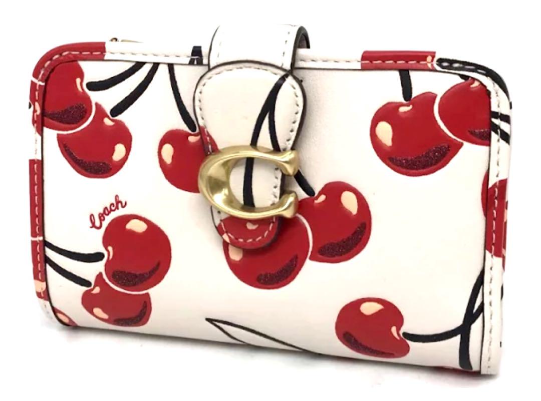 COACH コーチ タビー ミディアム 2つ折り人気チェリー プリント希少