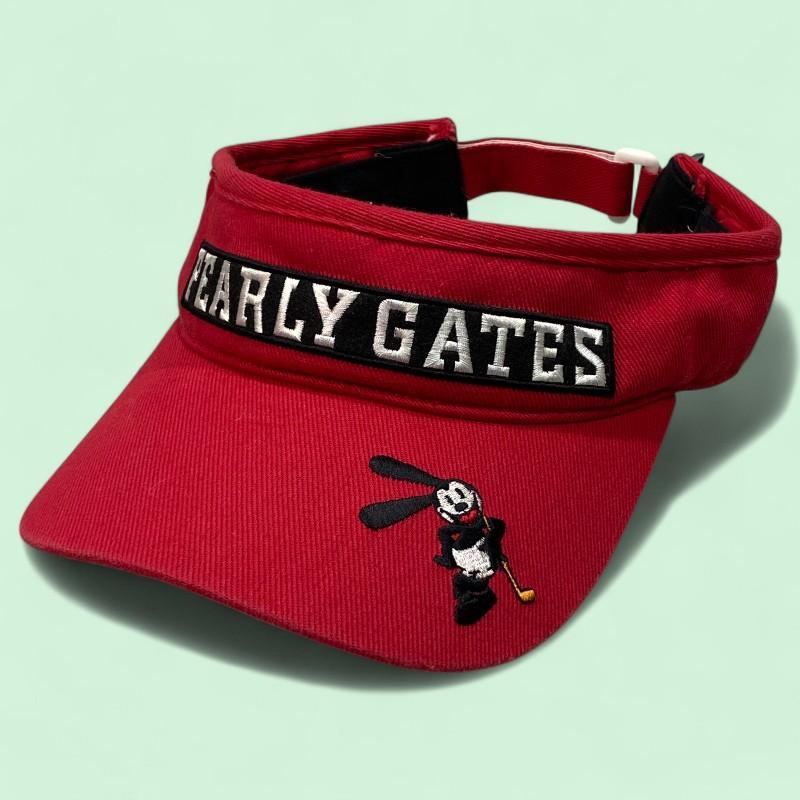 ディズニー×PEARLY GATES パーリーゲイツ サンバイザー レッドレディースウェア