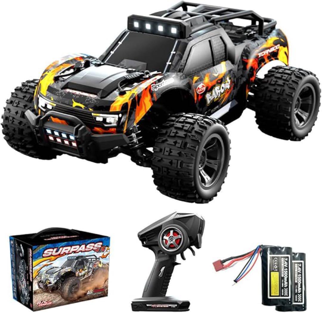 出産祝い ラジコンカー 高速 オフロード LEDライト 1/18 バッテリー2個 4WD ホビーラジコン