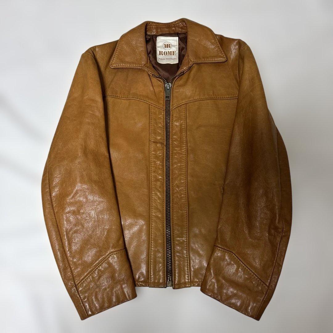 70s ROME レザー ジャケット ブラウン SERVAL ヴィンテージ 古着