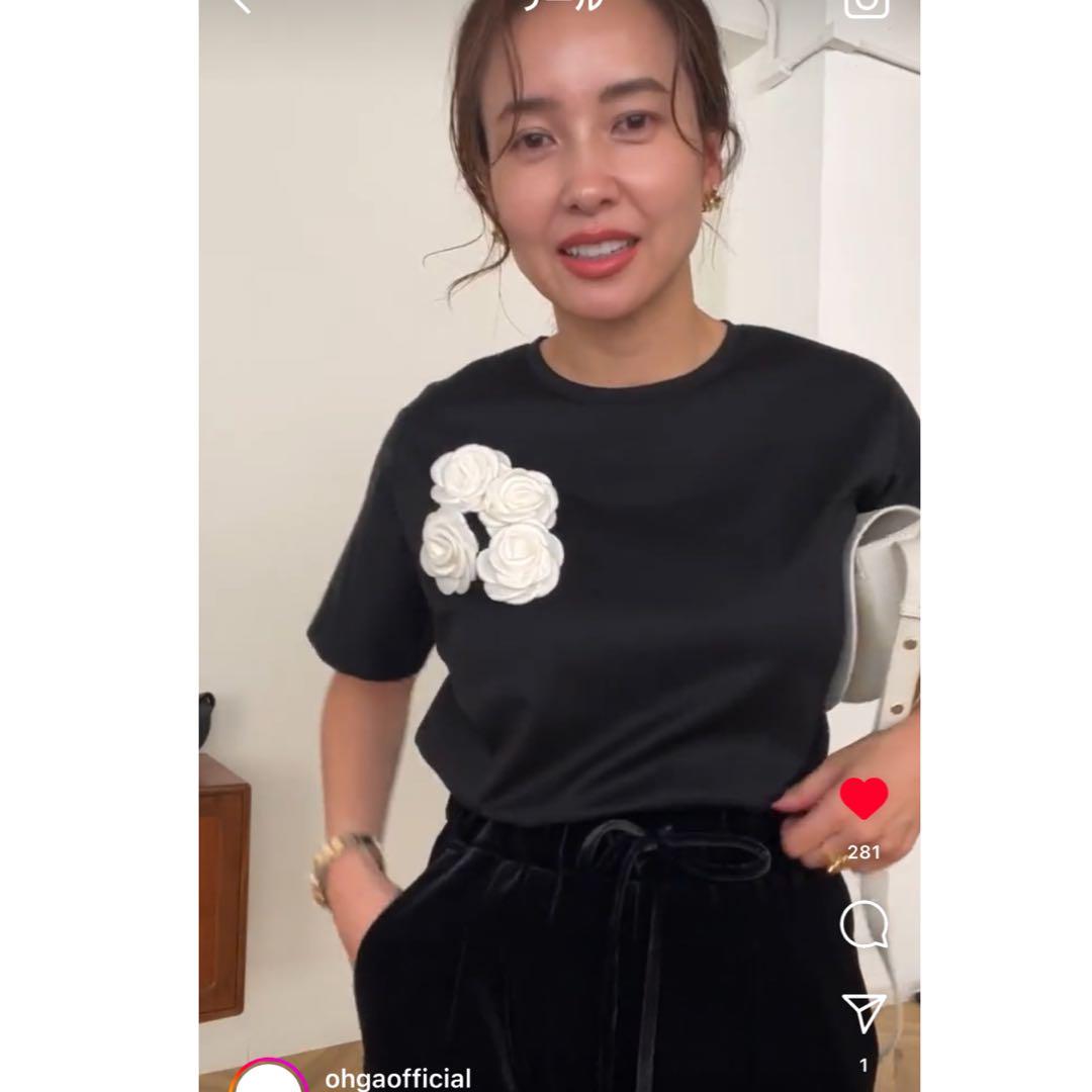 【完売品】OHGA CORSAGETEE 黒 コサージュ Tシャツ 半袖 オーガ